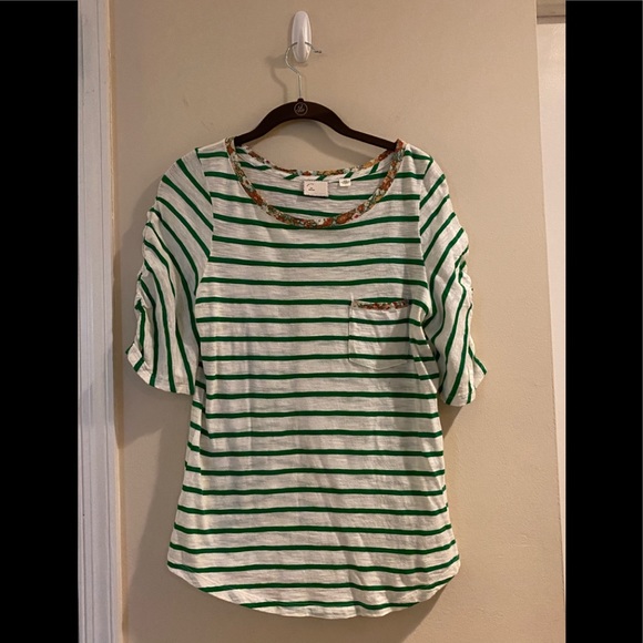 Anthropologie PostCard Striped/Floral Top - Picture 1 of 3